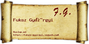 Fuksz Györgyi névjegykártya